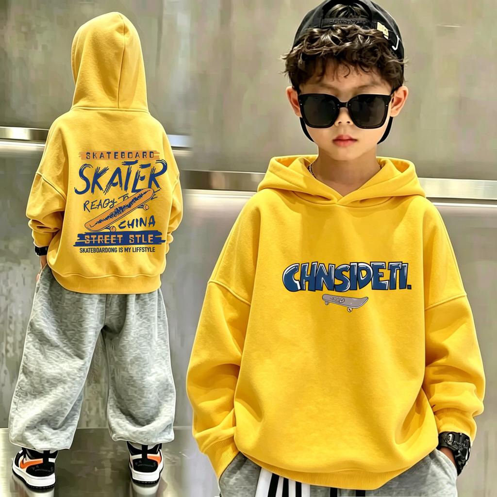 Winter and autumn children's casual loose-fitting hooded pullover hoodie for daily wear - children's pullover top shirt