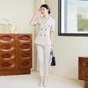 Teluoman Women's Elegant Short-Sleeve Blazer & Pants Set
