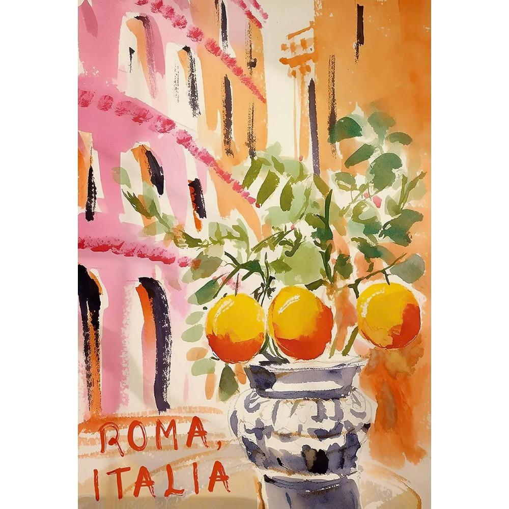 La Dolce Vita Lemon Posters and Prints Retro Spritz Canvas Painting Santorini Italy Travel Wall Art Poster Living Room Decor