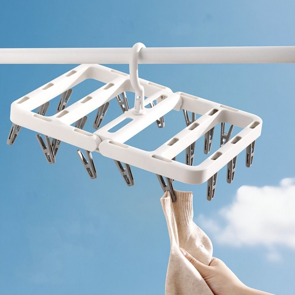 Windproof Collapsible Clothes Drying Rack Plastic Hanging Drying Rack Sock Drying Clip  Travel