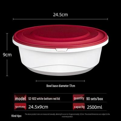 HANDUNYOU 2500ml Disposable Round Lock-Seal Food Containers - 90 Sets