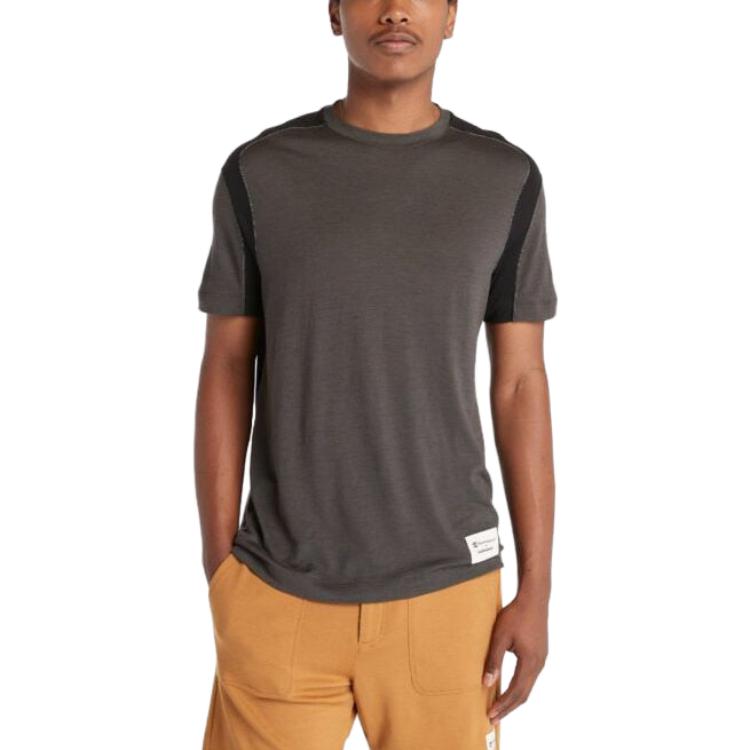 Timberland X Icebreaker Collaboration Solid Color Breathable Mesh Crew Neck Short Sleeve T-Shirt Men Tops Brown A6J7QDV1