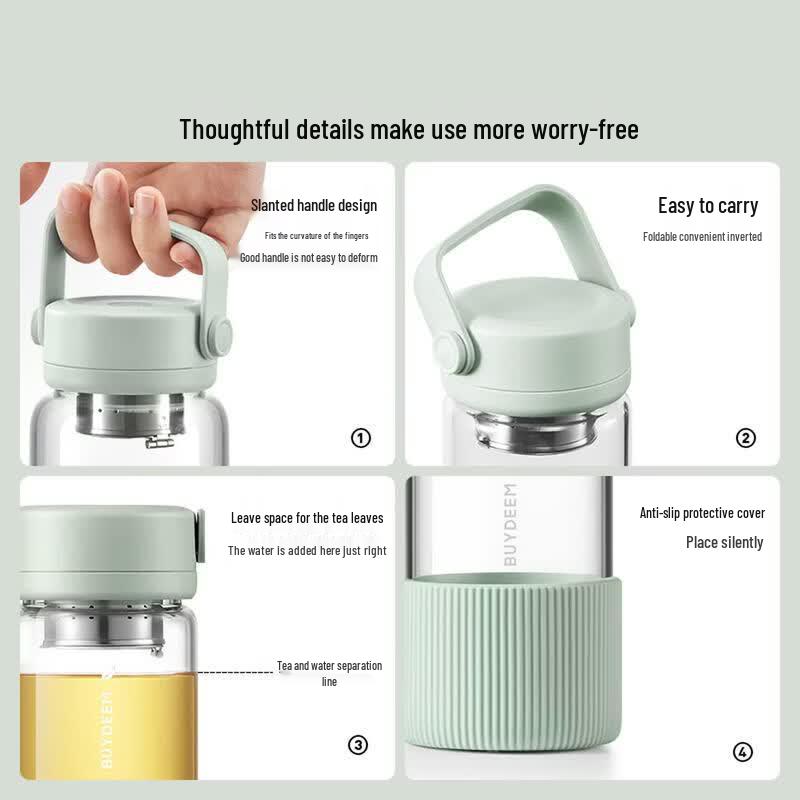 Buydeem 470ml Detachable Tea Infuser Glass Bottle