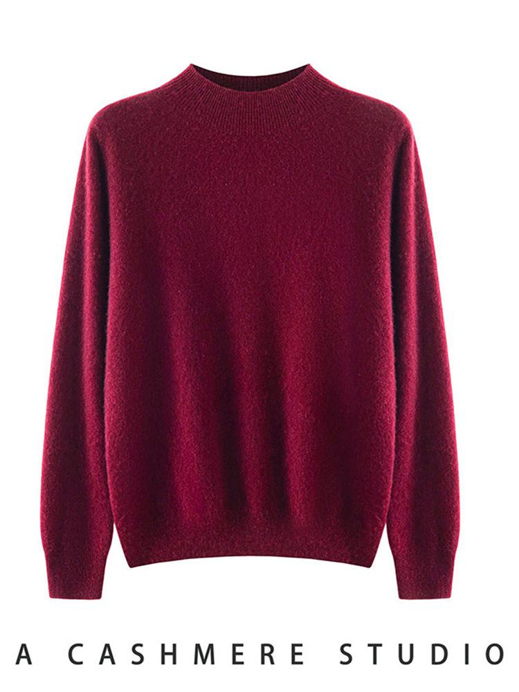 2026 Autumn Women's Pure Cashmere Half-High Neck Base Layer Sweater