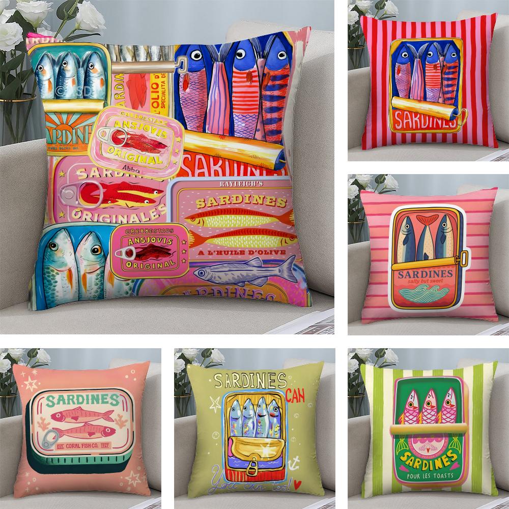 Konservensardinen Mode Kissenbezug Plüschstoff Weich Zweiseitig Bedruckt Sofa Warm Winter Zuhause Kindergeschenk Kissenhülle