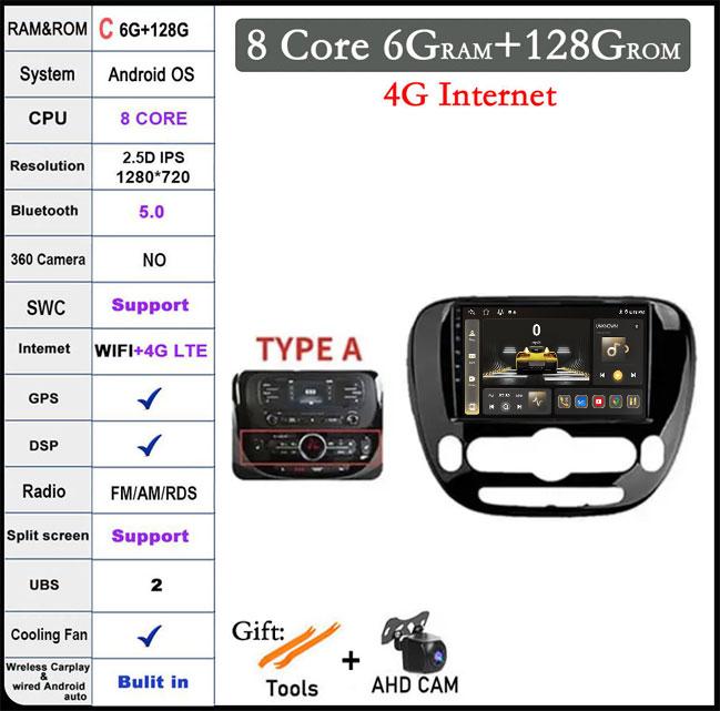 Android 14 For Kia Soul 2 2013-2019 Car Radio Multimedia Player GPS Navigaion DSP Screen
