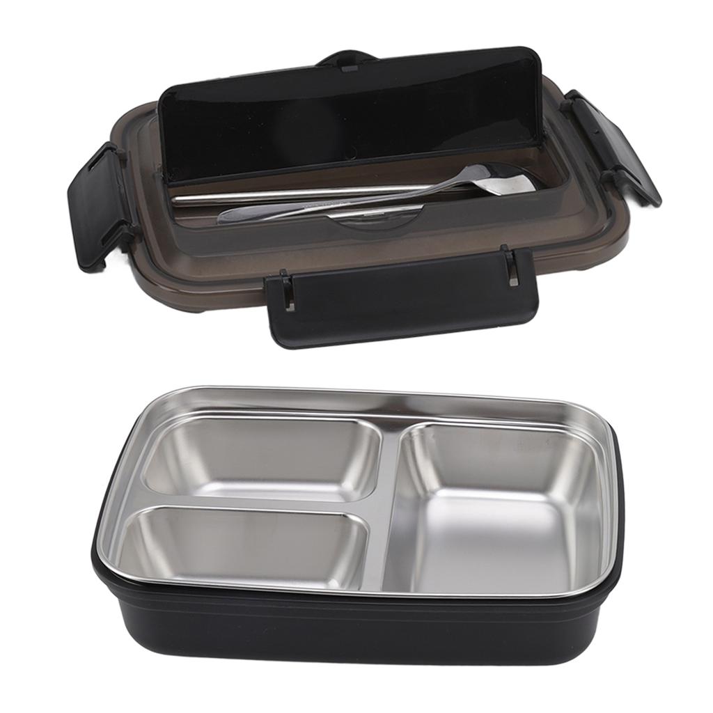 Pojemnik na lunch 3 przegródki Stal nierdzewna 304 Plastik Pasująca łyżka Pałeczki Przenośne pojemniki na lunch do biura