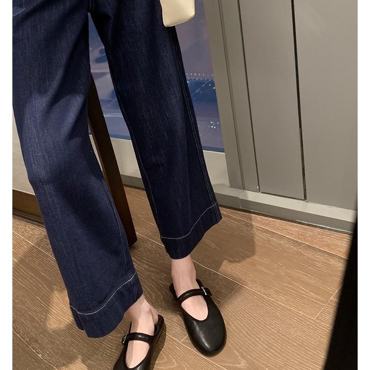 Rindsleder-Version ~ Einfache Ein-Wort-Schnalle aus echtem Leder Mary Jane Einzelschuhe Damenschuhe mit weichen Sohlen kleine Lederschuhe Ballerinas flache Schuhe Damenschuhe