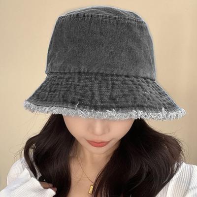 Sombrero de cubo para mujer, protección solar, anti-UV, ala ancha, borde rasgado, parte superior plana, plegable, retro, a prueba de viento, transpirable, para acampar al aire libre, pesca, gorra para el sol