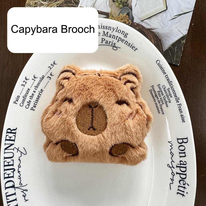 Kawaii Cartoon Capybara Plüsch-Schlüsselanhänger Anhänger Weiche Capybara Brosche Niedliche Neuheit Rucksack Dekoration Zubehör Geschenke