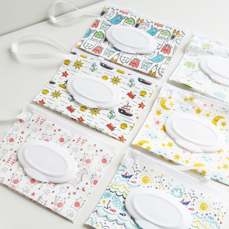 EVA Baby Våtservettpåse Bärbar Våtservetthållare Fodral Fliklock Tryckknapp Återanvändbar Påfyllningsbar Kosmetikpåse Användbar Servettlåda