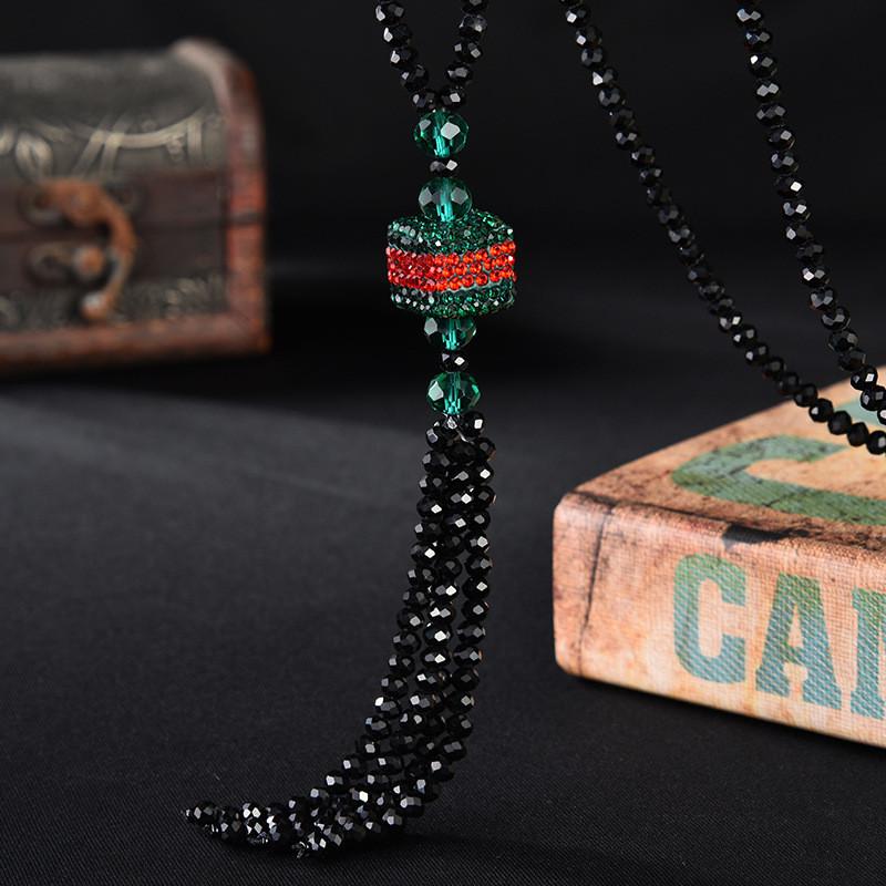 Elegante Kristall Pulloverkette Halskette Lange Länge Vielseitiges Modeaccessoire für Damen