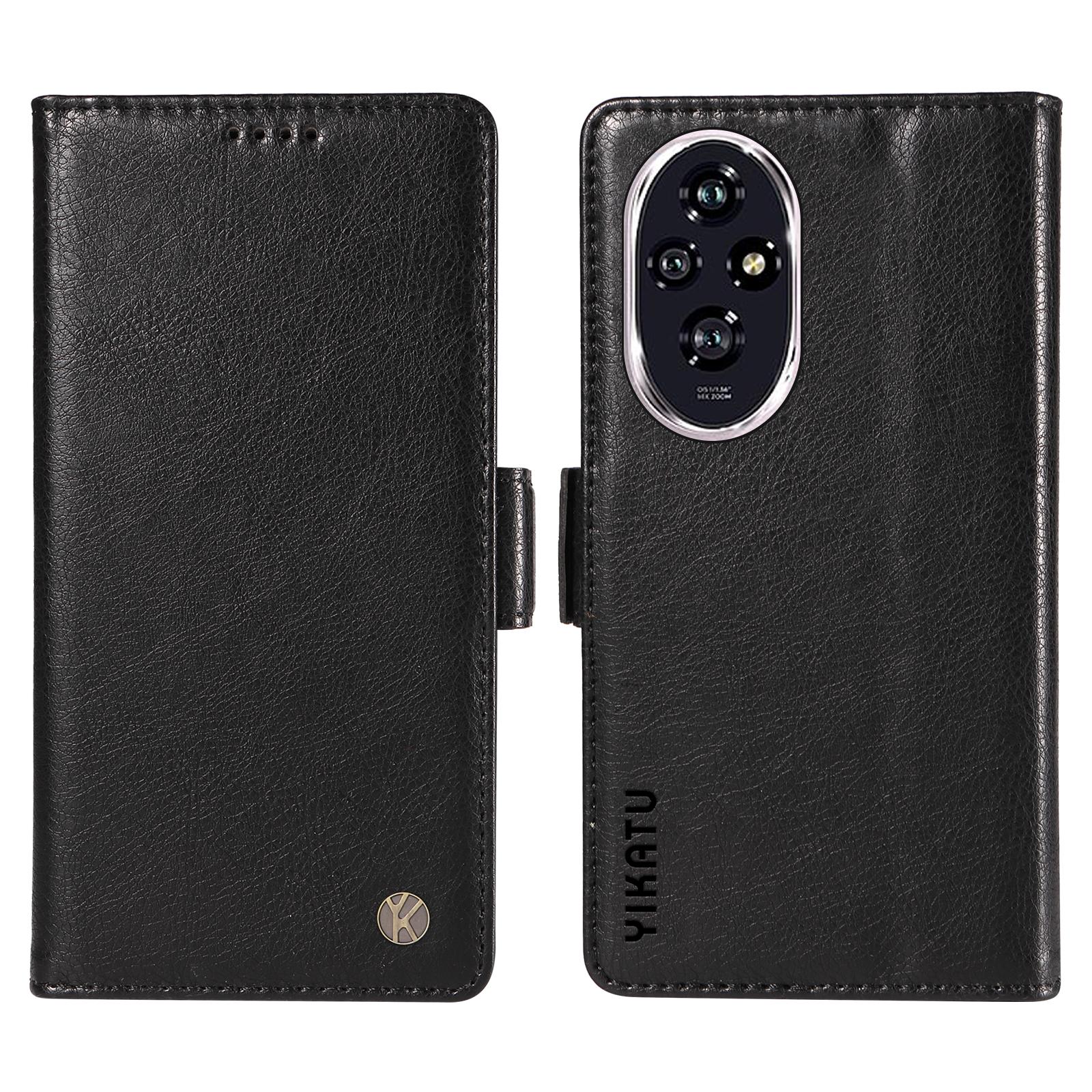

YIKATU YK-007 For Honor 200 5G Stand Phone Case PU Leather Anti-Drop Wallet Cover Black