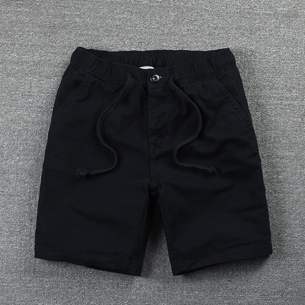 Men's 2022 Summer Elastic Waist Casual Shorts - Solid Color, Korean Style, Trendy, with Drawstring.