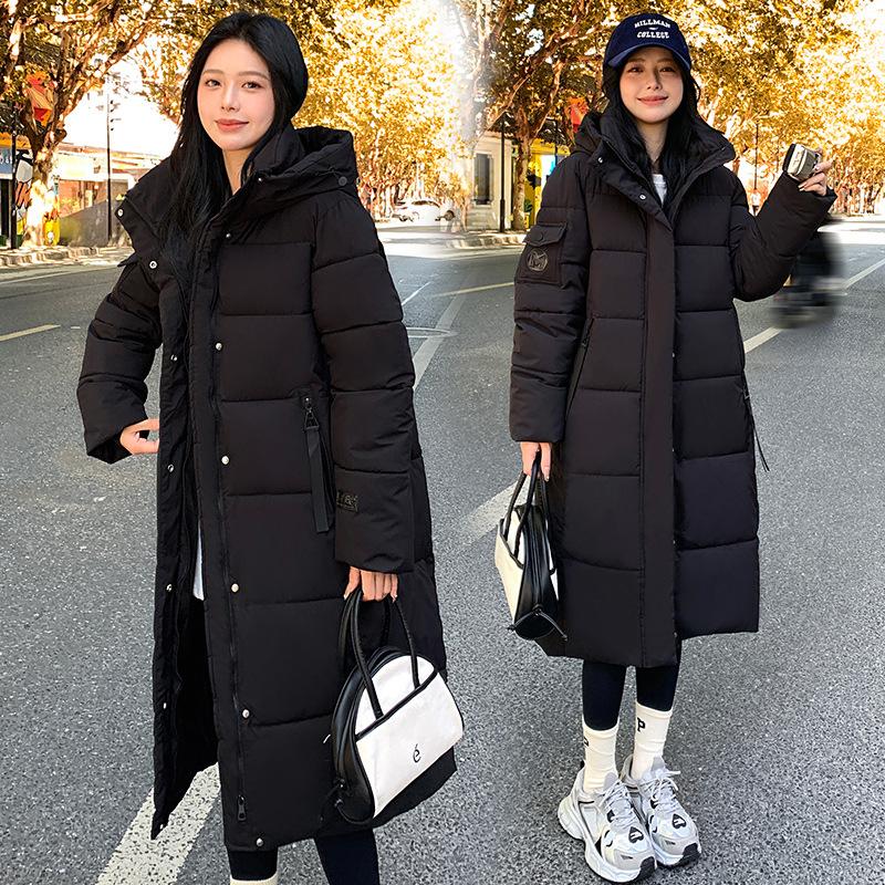 Women's winter new mid-length hooded cotton-padded jacket with knee-length detail for cold-proofing Korean style thickened fashionable coat