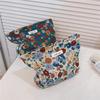 Retro Flower Pattern Canvas Cosmetic Bag Makeup Bag Travel Toiletry Accessories Organizer Pouch