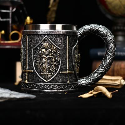 Creative 3D Norse Medieval Knight Soldier Beer Mug Tankard Stein Cup Viking Stainless Steel Whiskey Cup Wine Glass Bar Decorativ
