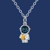 Astronaut Star Pendant Necklace Two‑Tone Spaceman Design Blue Sparkling Inlay Adjustable Chain Fashion Neck Jewelry Gift