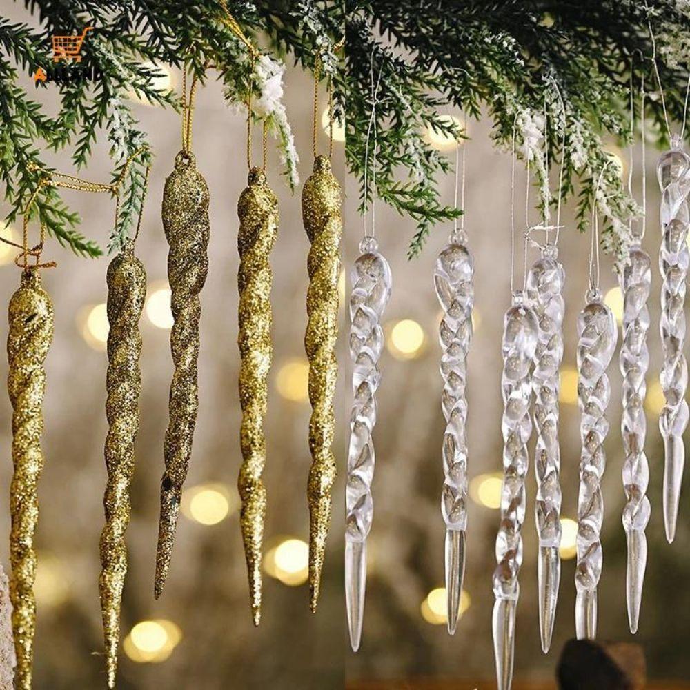12Pcs Icicle Shape Acrylic Icicle Pendants Hanging Icicle Decorations Holiday Party Decor