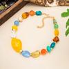 Colorful Beaded Necklace for Women, Multi-Color Irregular Resin Beads Choker, Bohemian Statement Jewelry