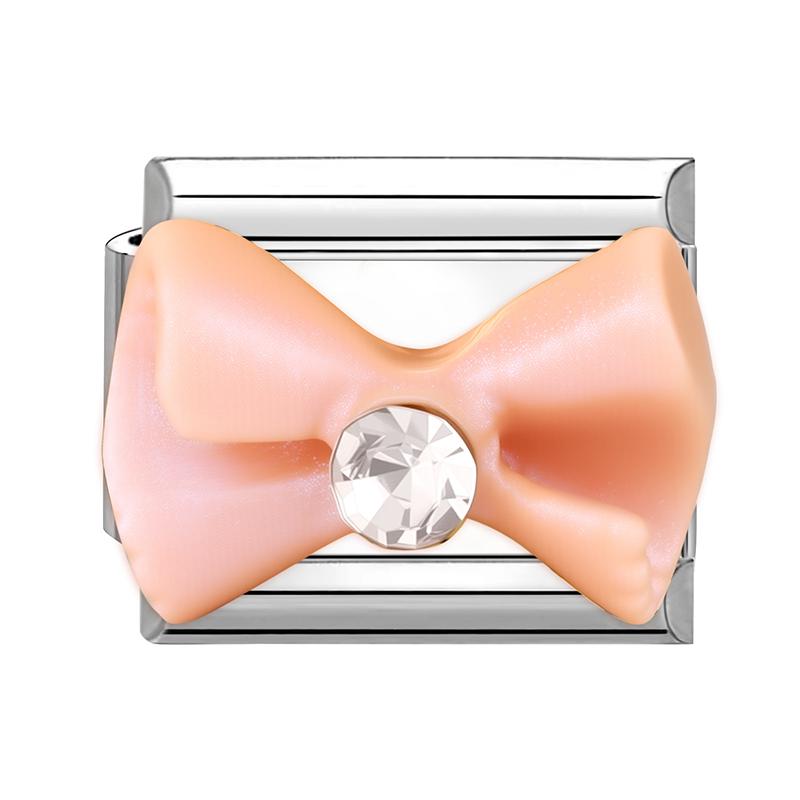 Sweet Cute Bow Knot Butterfly Pink Blue Heart Italian Charm Links Fit 9mm Stainless Steel Bracelet Women DIY Making Zircon Gift