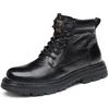 Men's Top Layer Cowhide Martin Boots – British Style, Plus Velvet Warm, Genuine Leather, High Top, Autumn/Winter.