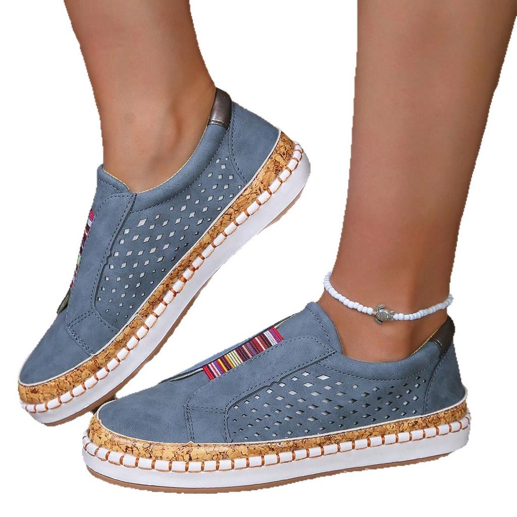 2025 new women's casual single shoes flat-soled large-size thick-soled breathable color matching casual single shoes women's shoes