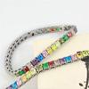 316L Stainless Steel Square Colorful CZ Tennis Bracelet Anti Tarnish Waterproof Rainbow Jewelry for Women