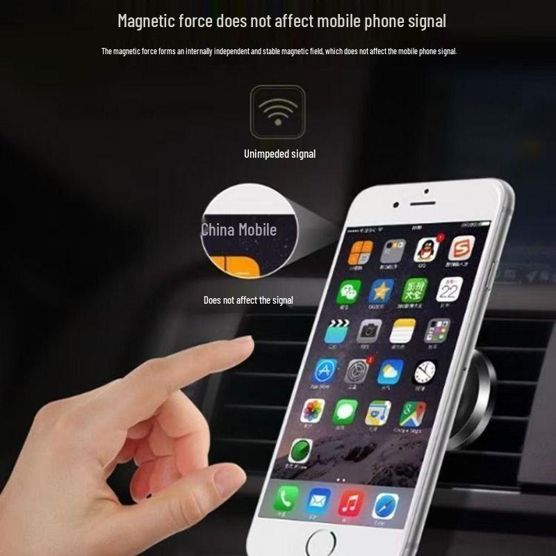 360° Rotating Magnetic Car Phone Holder with Buckle and Air Vent Mount