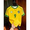 Kinder Brasilien Fußball T-Shirt Fußballtrikot Streifen & Retro-Print Atmungsaktiv Schnelltrocknend Trainings-T-Shirt Fan Sport Oberteil Herren Damen