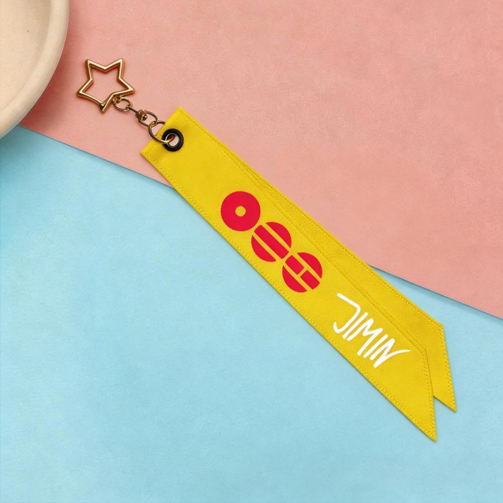 BTS Member Name Ribbon Phone Strap, Bangtan Boys Yellow Lanyard with Star Charm, Kpop ARMY Fans Bag/Phone Accessory