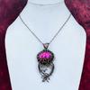 Natural Kingman Pink Dahlia Turquoise Pendant Gemstone Copper Wire Wrapped Jewelry