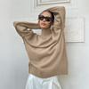 Women's Turtleneck Long Sleeve Knit Top Loose Fit Lazy Solid Viscose Blend Pullover Sweater