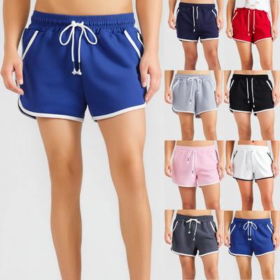 Shorts de praia femininos com cordão e cós elástico, shorts fofos de praia com bolsos