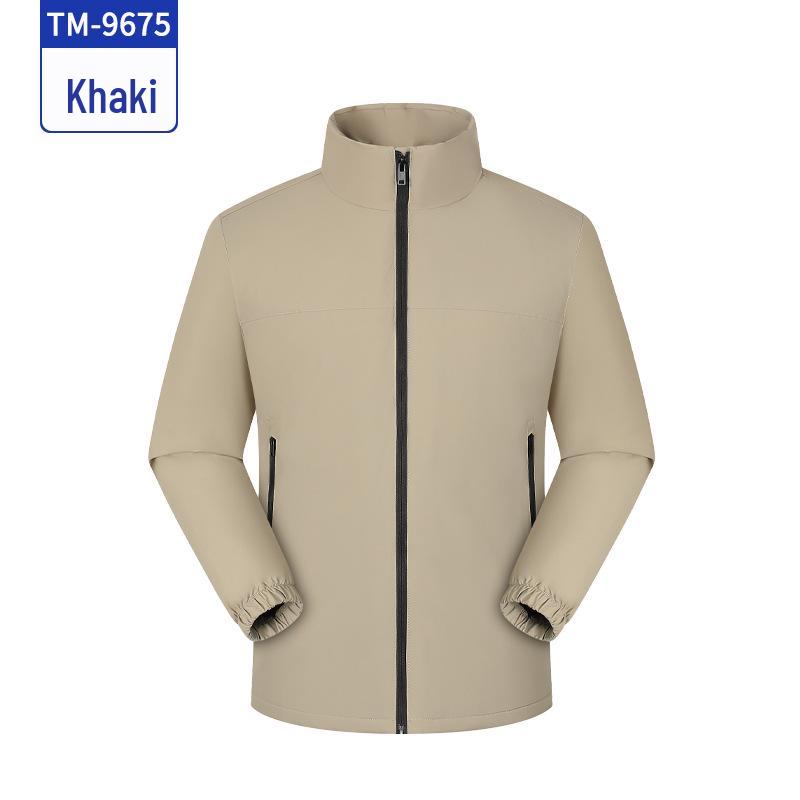 Stand Collar Down Jacket: Custom Embroidered Workwear Windbreaker for Autumn/Winter - Solid Color Block Design