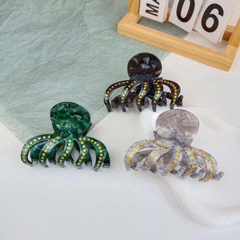 Ocean Series Acrylic Octopus Claw Hair Clip – European & American Style Updo Hairpin for Women