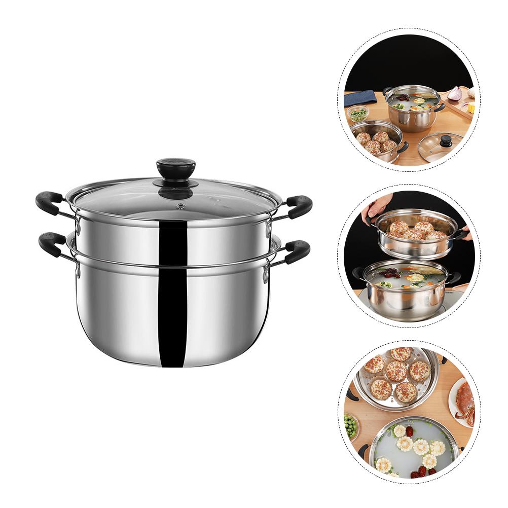 Stainless Steel Thickened Steamer Pot Non Stick Soup Pot Deep Kitchen Cookware Stock Pot Household Pot Gas Electric Stove