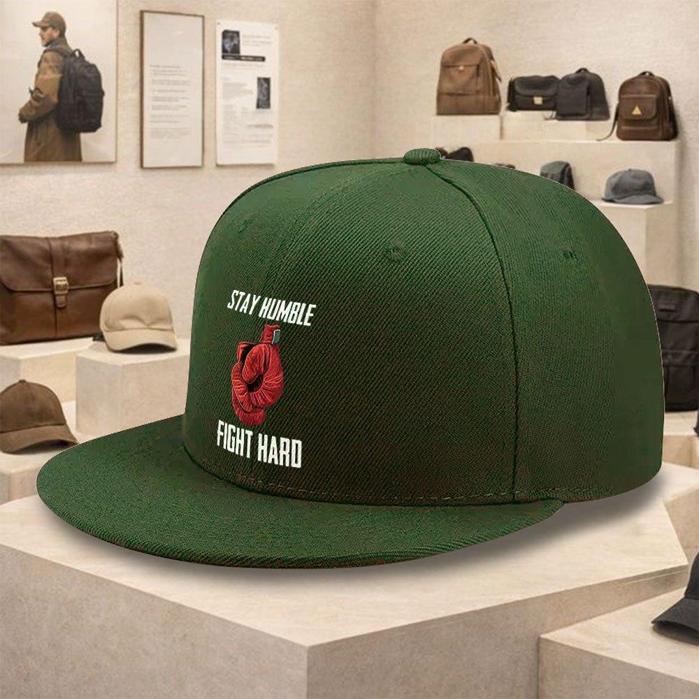 Stay Humble Fight Hard Boxing Graphic Baseball Cap Polyester Flat Brim Unisex Casual Street Style