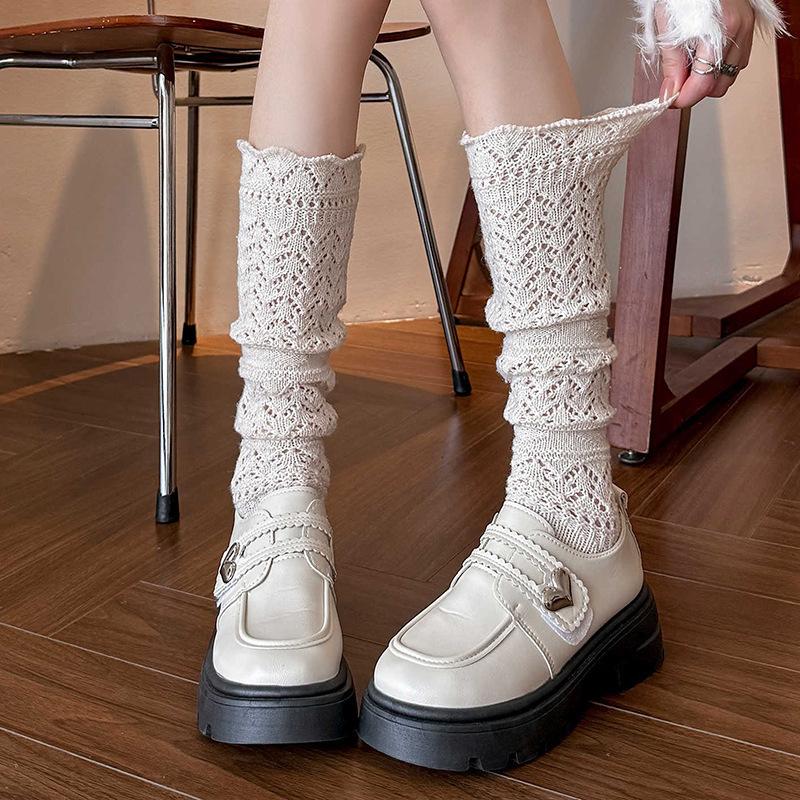 Hollow Wool Stacking Socks Heavy Industry Warm Knitted Stacked Tube Socks Sweet Versatile Socks
