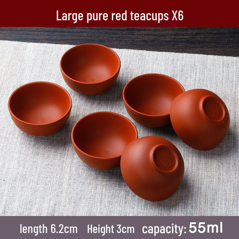 Yixing Zisha Ceramic Tea Tasting Set: Large & Small Gongfu Cups with Straight Mouth Design, Master Tea Bowl Included.
