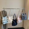 Lazy Style Female Shoulder Bag With Wrinkled Fabric And Magnet Closure Daily Use