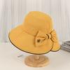 New M standard versatile bow big eaves bucket hat fashionable casual sun hat showing face small sun protection hat