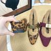 Cowhide version~ Leather inner height increase, small Mary Jane fluffy shoes, women's commuting thick heel velvet single shoes