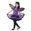 Non-Toxic Children Purple Bat Dress Kids Cosplay Vampire Demon Costume With Wing Headwear Halloween Carnivat Witch Role Play Clothes