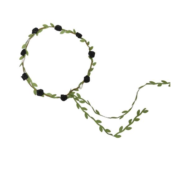 Assorted Colored Rose Flower Crown for Women Floral Bohemian Headpiece Fairy Wreath Headband with Green Leaves for Wedding Party