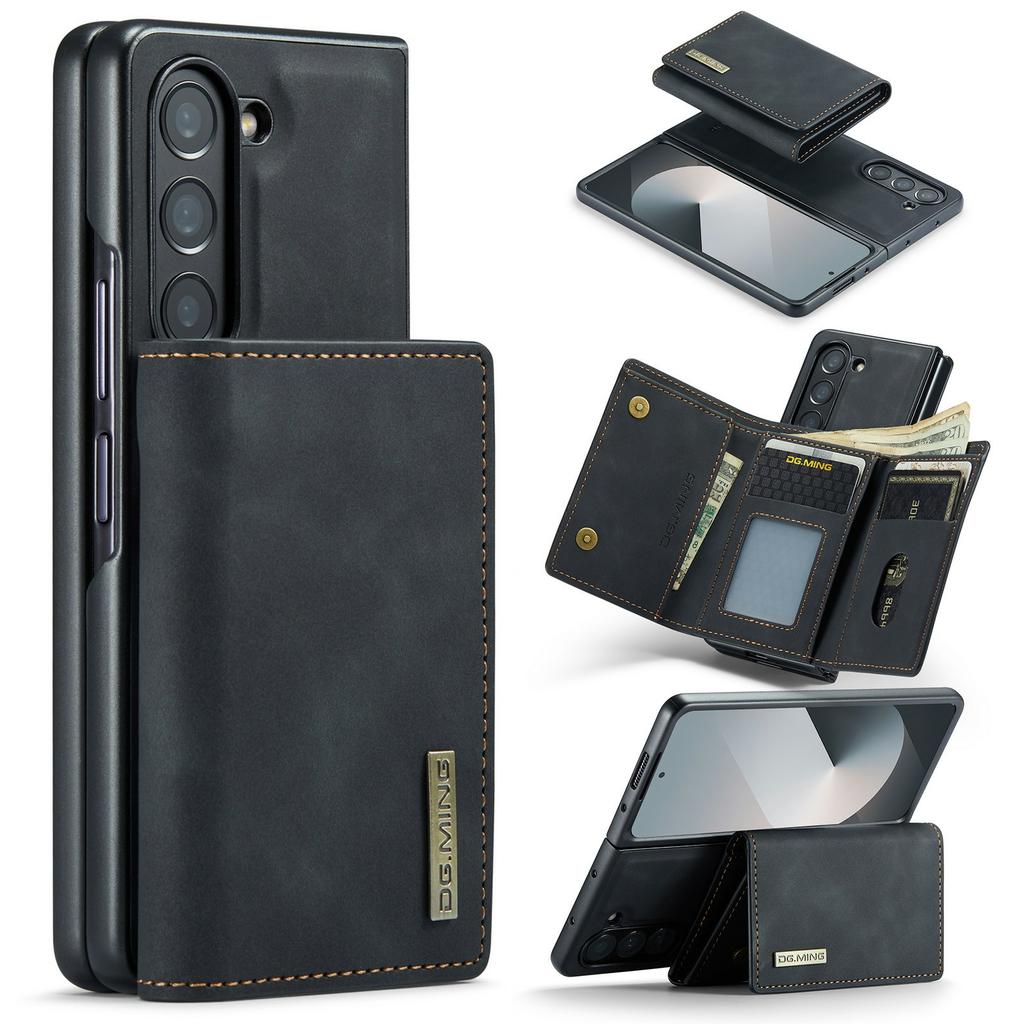 Funda DG.MING Serie M1 para Teléfono Samsung Galaxy Z Fold6 5G, Cubierta Trasera de PU + TPU + PC con Cartera Plegable Magnética y Soporte