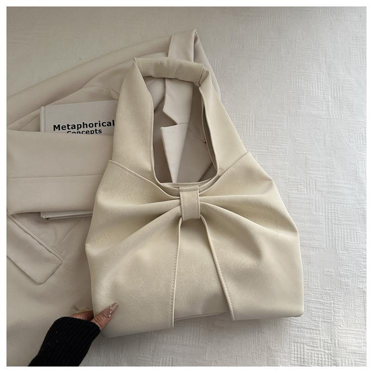 Autumn Winter New Fashi Simple Shoulder Bag Large Capacity Tote Bow Underarm Stylish Handle Bag Texture Simple Commuting Bag