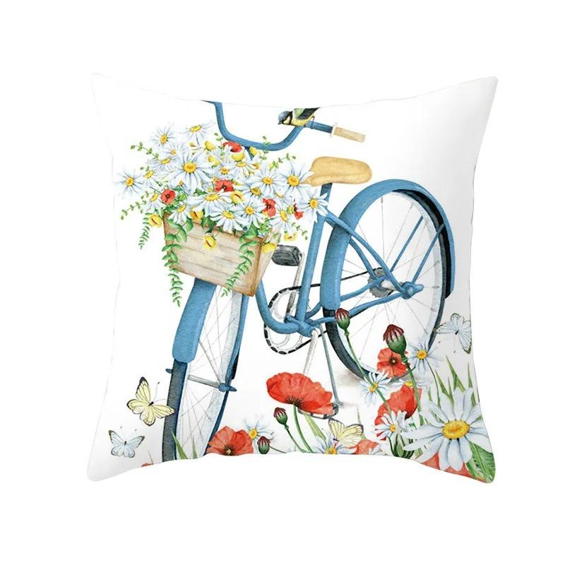 Bicycle Pattern Decorative Pillowcase Living Room Office Decoration Home Pillowcase