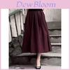 Red High Waist Midi Skirt For Women With Stretch Cotton Blend Stylish Casual Wear