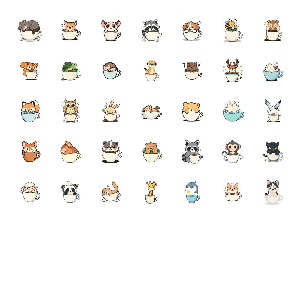 35pcs-100pcs Playful Cute Stickers Cute Animals Funny Stickers Animal Stickers For Laptop Motorcycle Luggage Phone Suitcase DIY